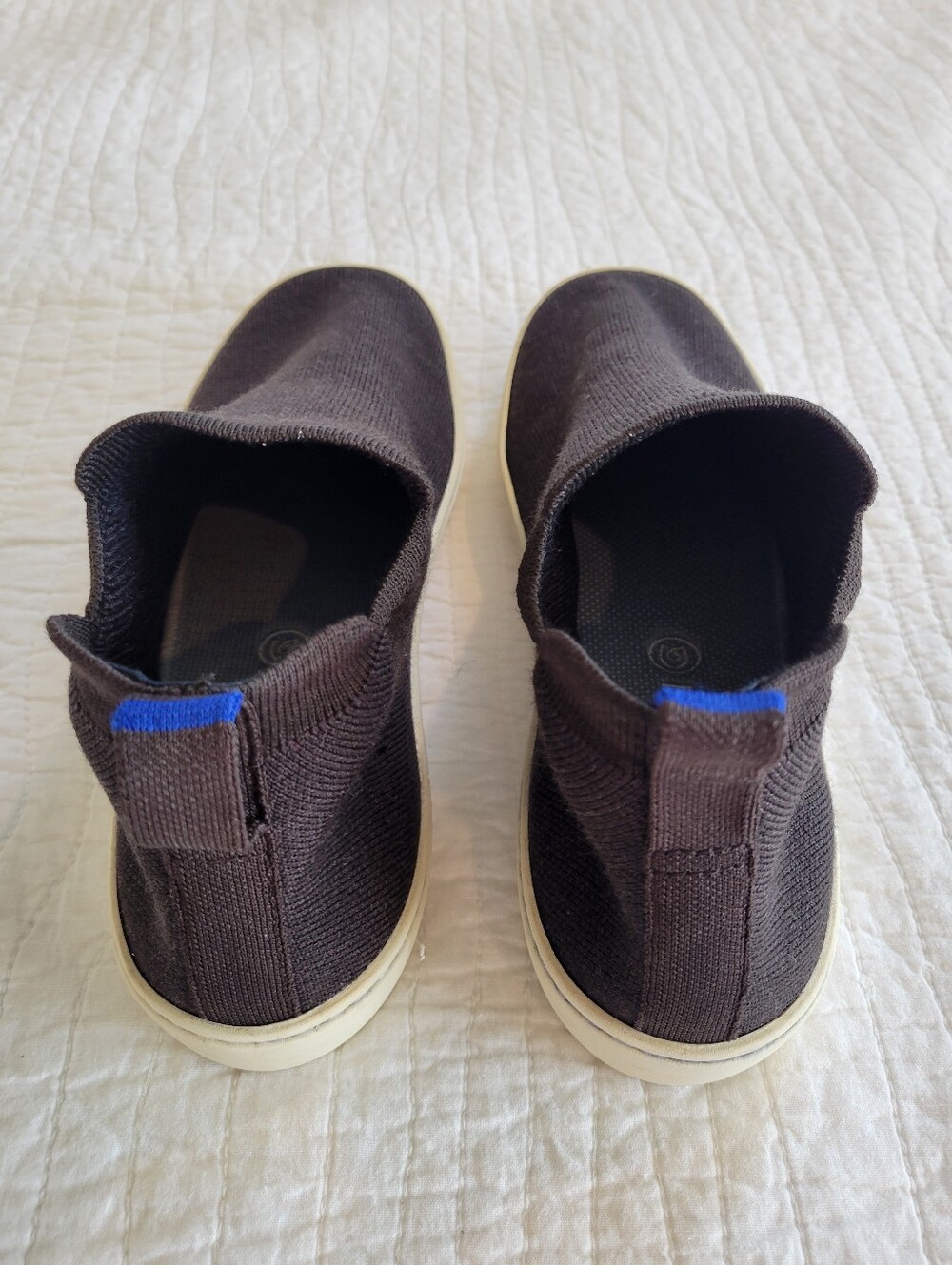 Rothys Slip-On Merino Wool Chelsea Boot in Dark Brown with Cream Sole - Picture 5 of 8